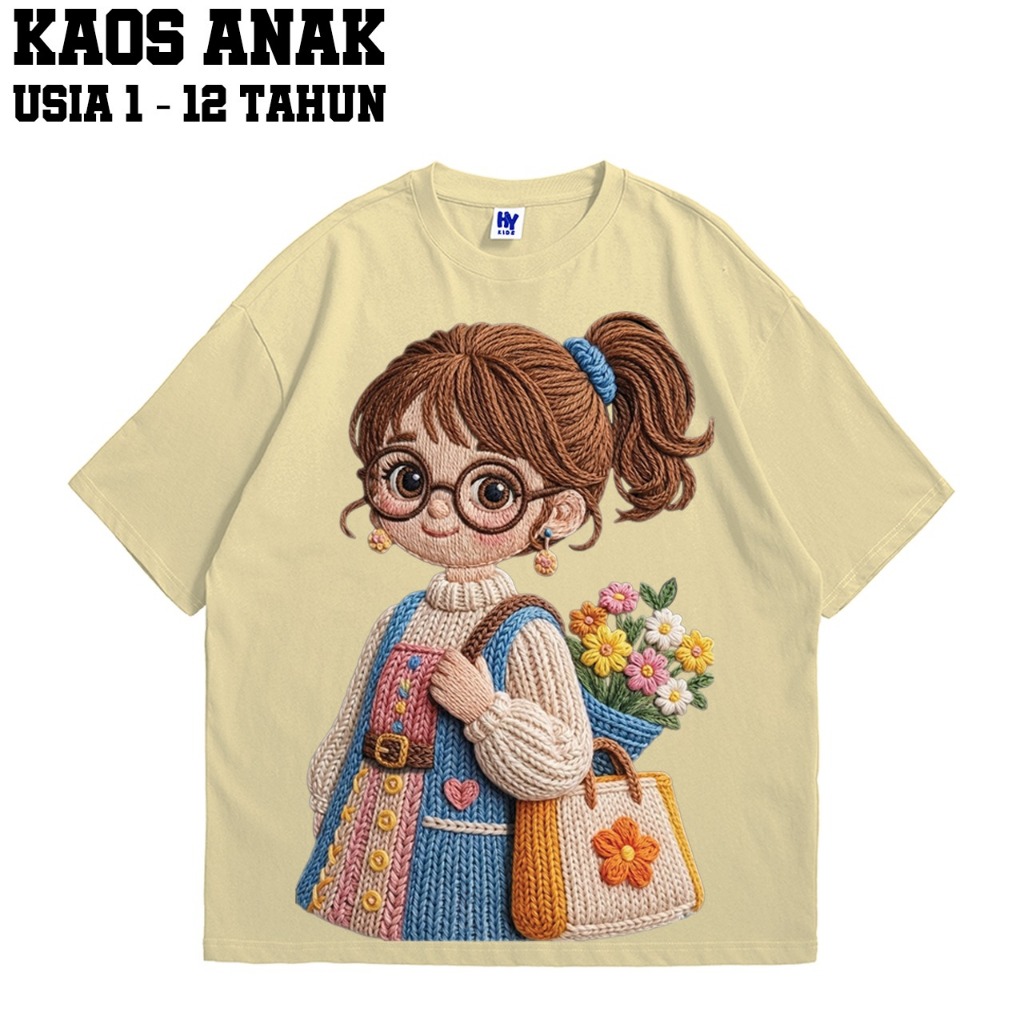 Kaos Anak Motif Gadis Kacamata Lucu Untuk Usia 1-12 Tahun Shp - foto 3