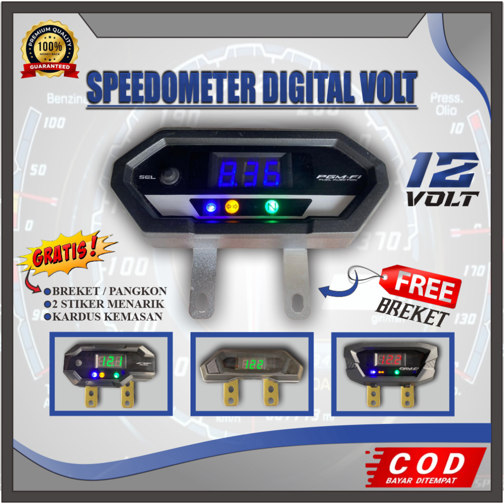 Jual SPEEDOMETER DIGITAL VARIASI UNIVERSAL 12V ISI VOLTMETER BIRU ...