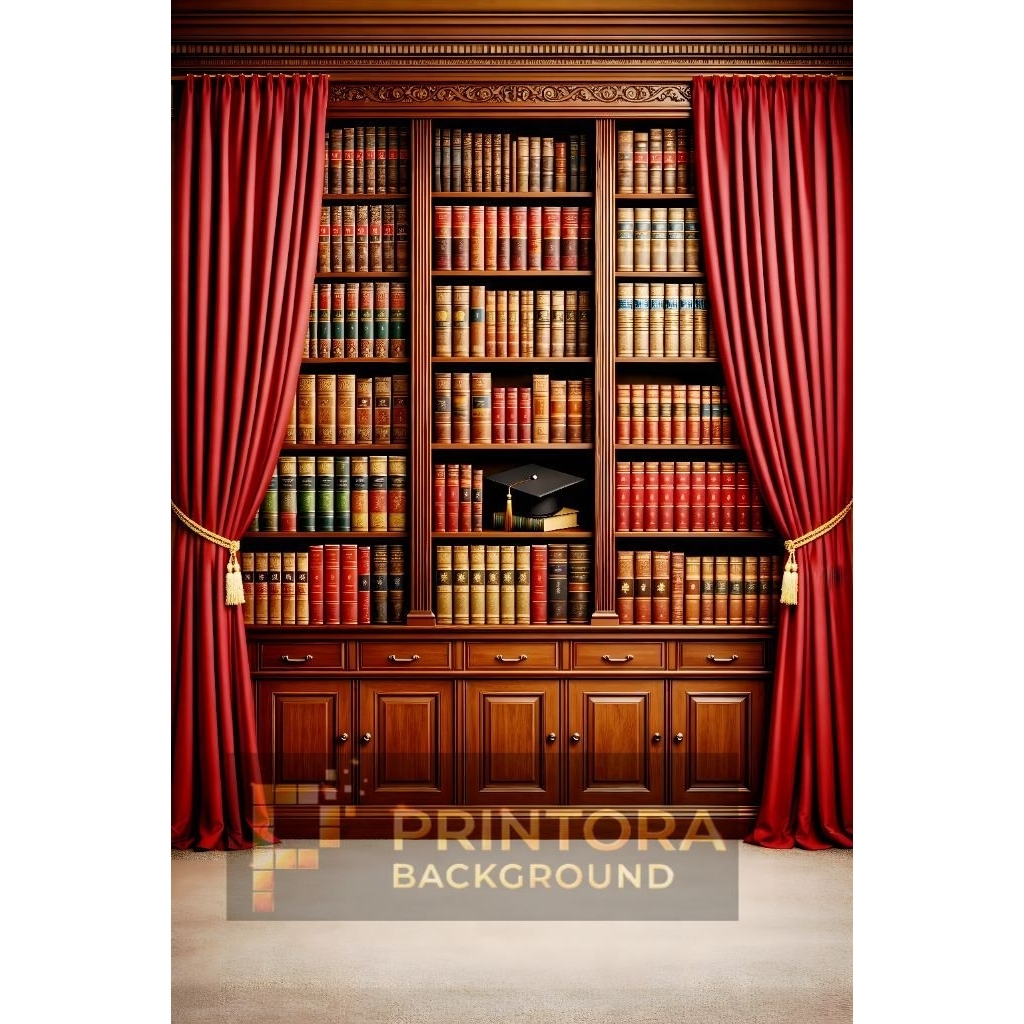 Jual 39-WS1827 Background Cetak Backdrop Studio Foto Wisuda/ Rak Buku ...