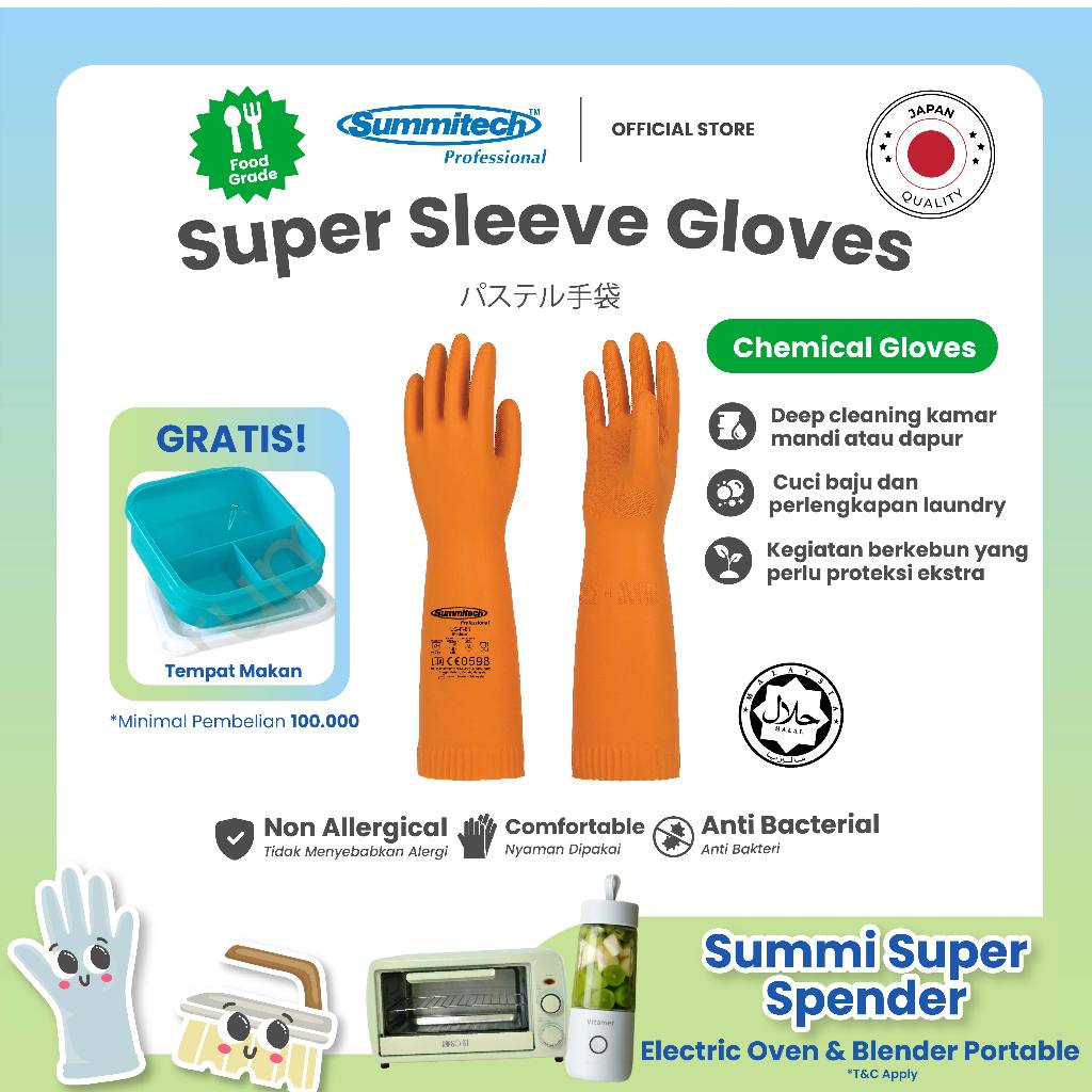 Jual Summitech Super Sleeve Sarung Tangan Karet Cuci Piring & Cleaning ...