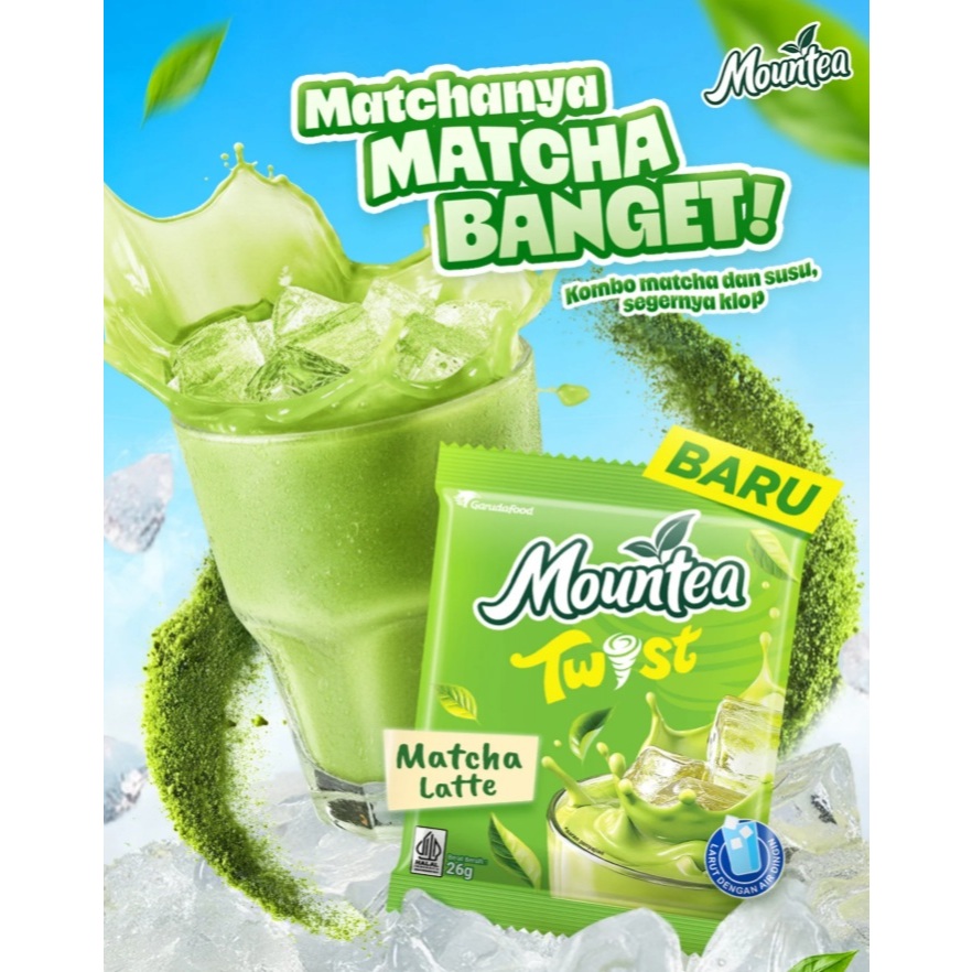 Jual Mountea Matcha Twist Matcha Latte Sachet 26g | Shopee Indonesia