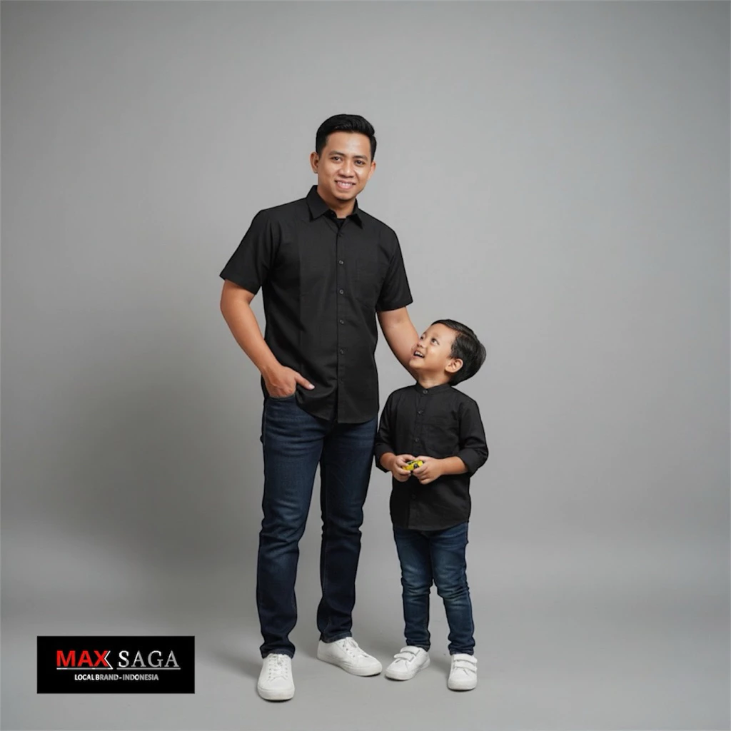 Kemeja Polos Dewasa dan Anak Bahan Katun Sigaret