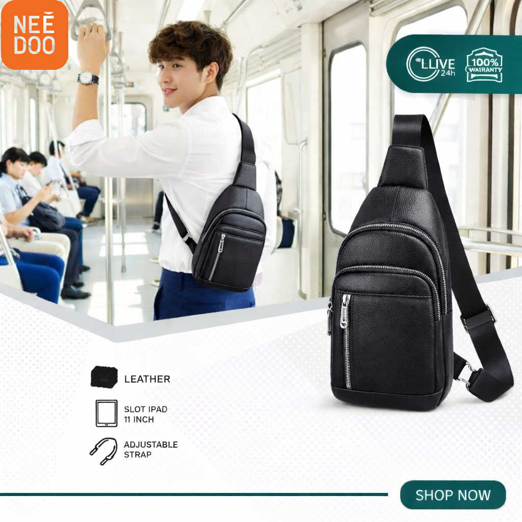 Jual Needoo - Tas Selempang Pria Kulit Premium Sling Bag Anti Air ...