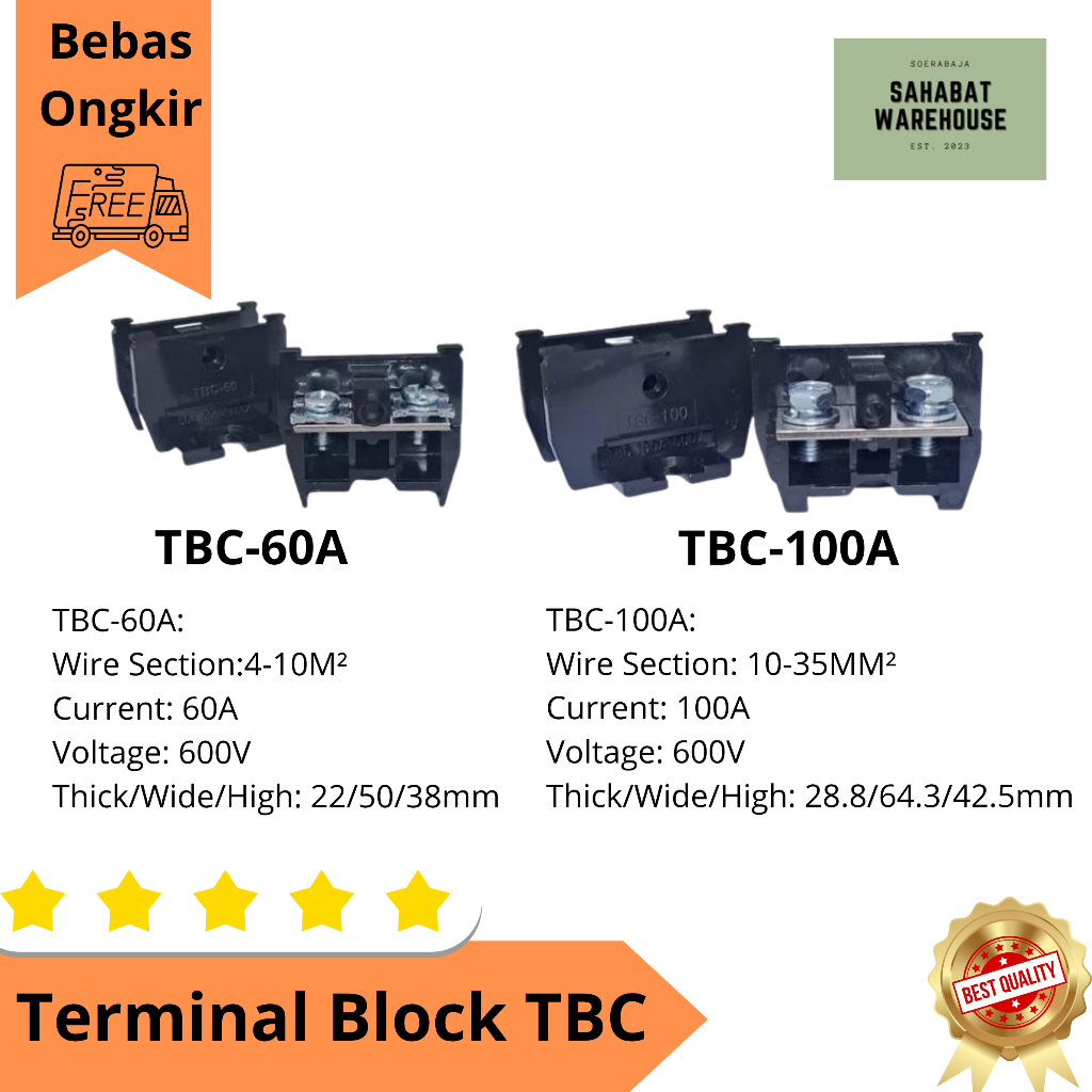 Jual Terminal Block TBC 60A TBC 100A Universal Din Rail Plat Besi dan ...