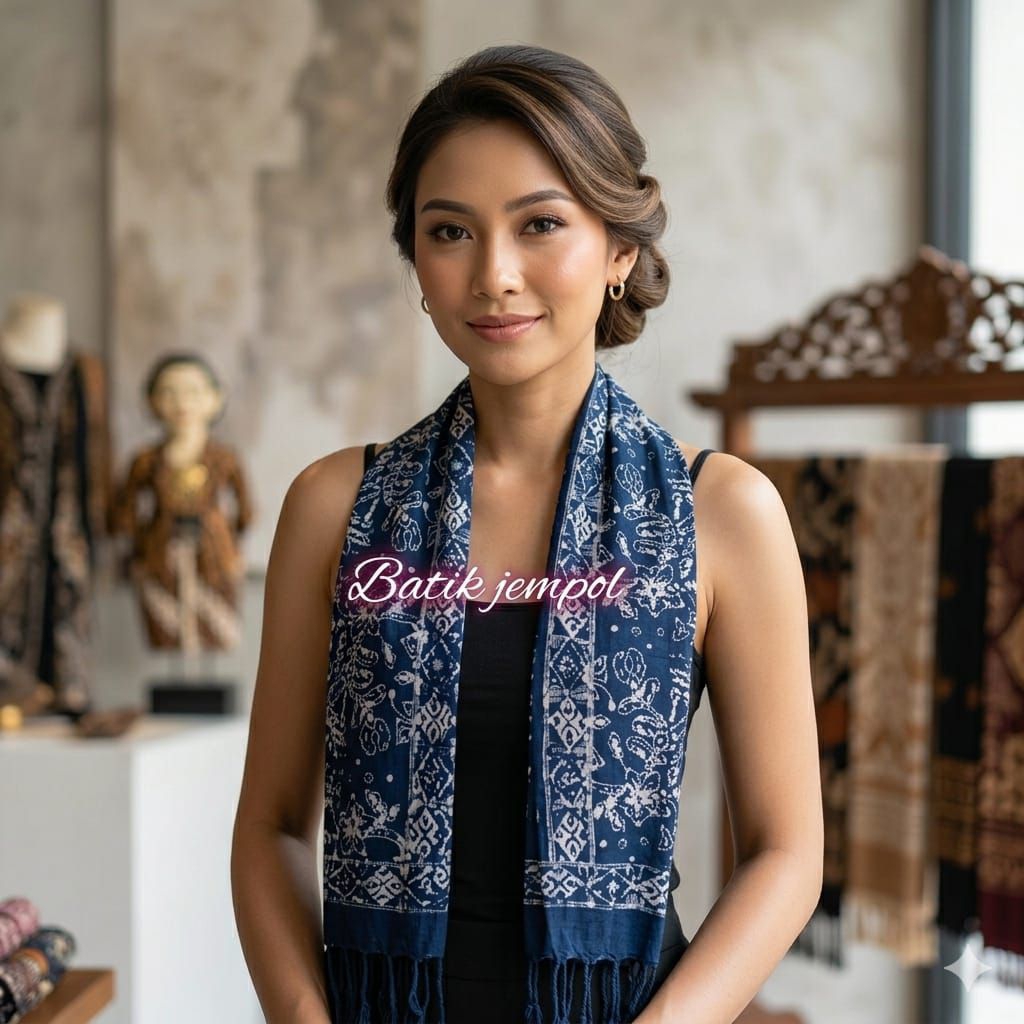 Jual Syal batik halus warna biru donker - scarf batik | Shopee Indonesia