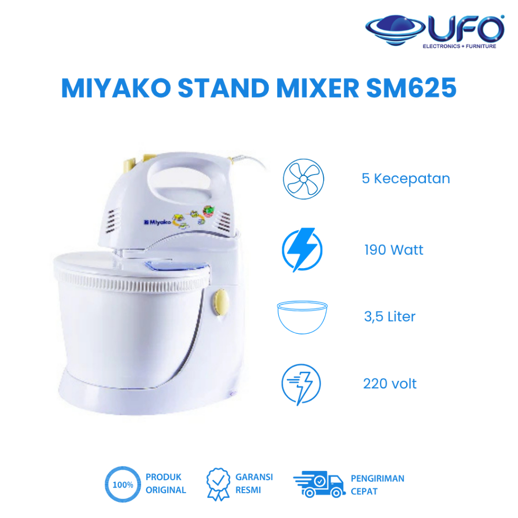 Jual Miyako Stand Mixer 5 Speed 190 Watt SM625 | Shopee Indonesia