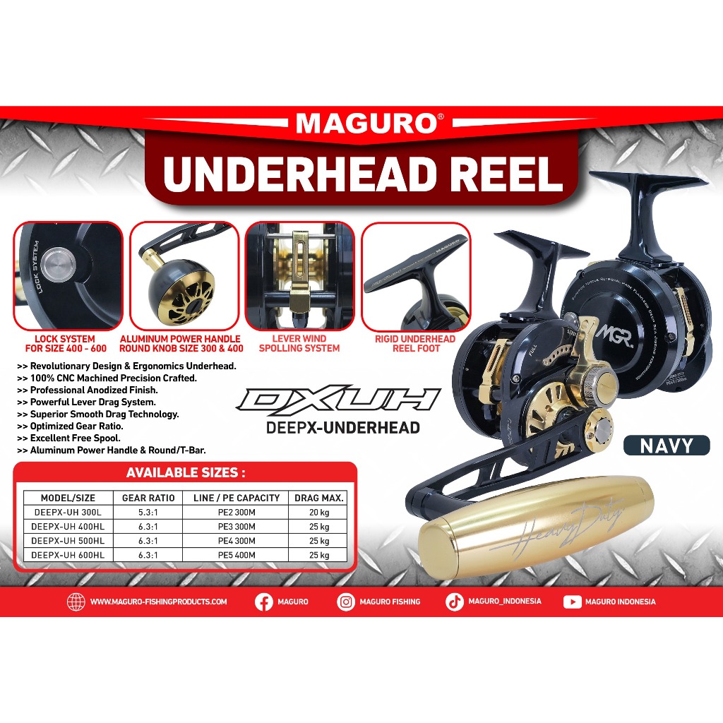 Product image Reel UH MAGURO DEEP-X UH | 300 400 500 | Under Head | Jigging | Dasaran | Laut | Monster Fish | Handle Kiri
