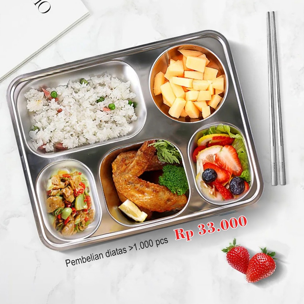 Jual FOOD TRAY SEKAT 5 TINGGI 6CM PUS TUTUP STAINLESS/PIRING OMPRENG ...