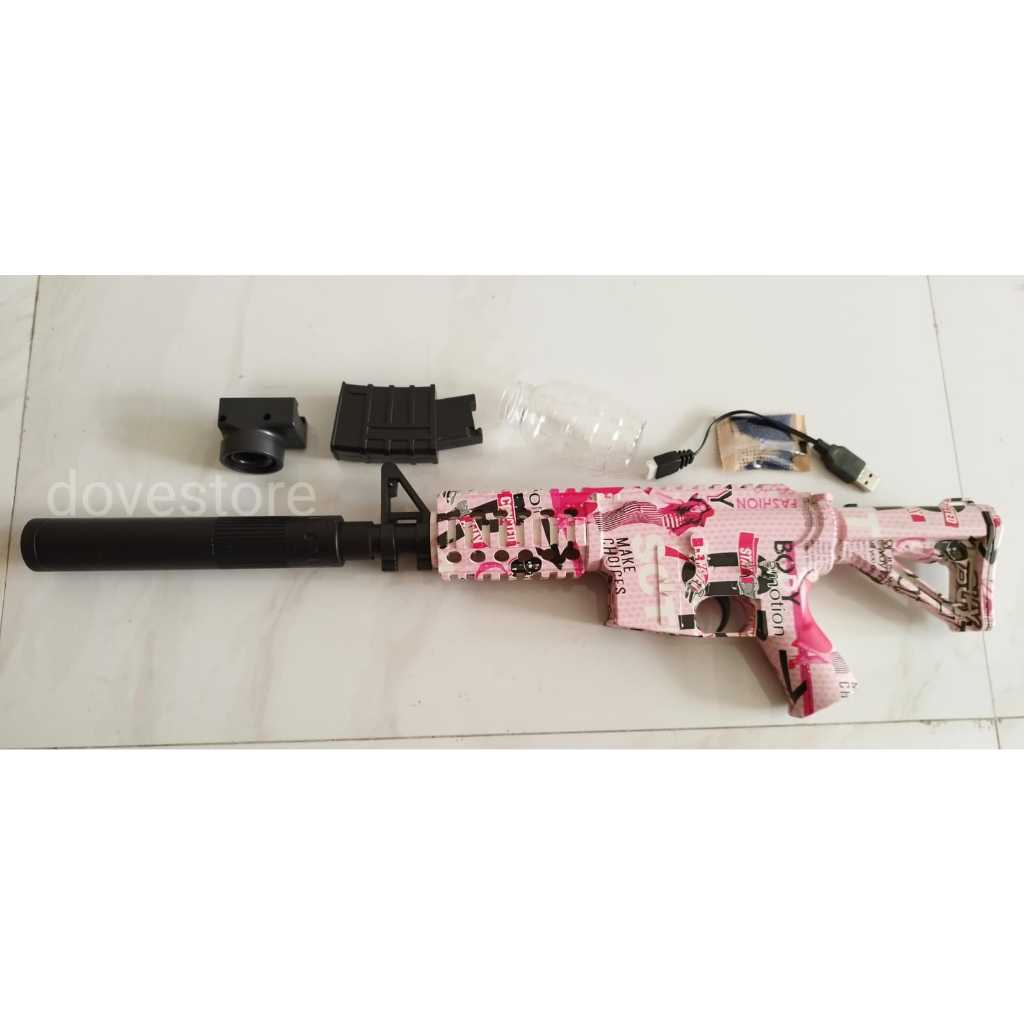 Jual Mainan Pistol Senapan Tembakan Water Gel Blaster Ball Elektrik M4 ...