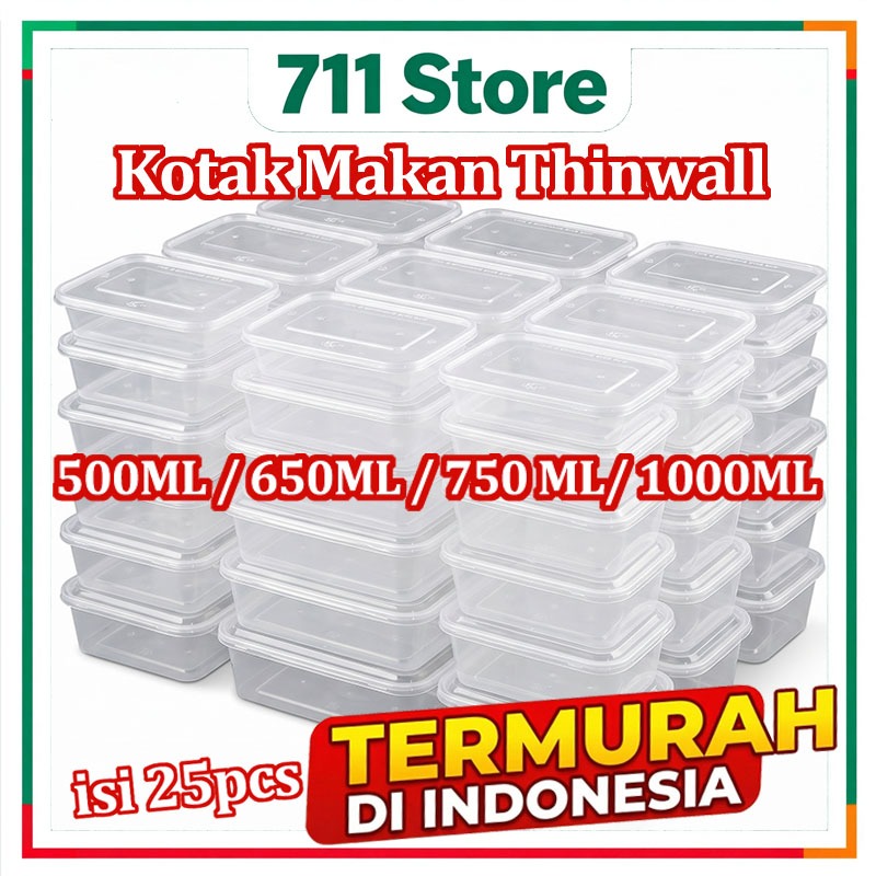 Jual Thinwall Rectangle 500ml 650ml 750ml 1000ml Food Container Box ...
