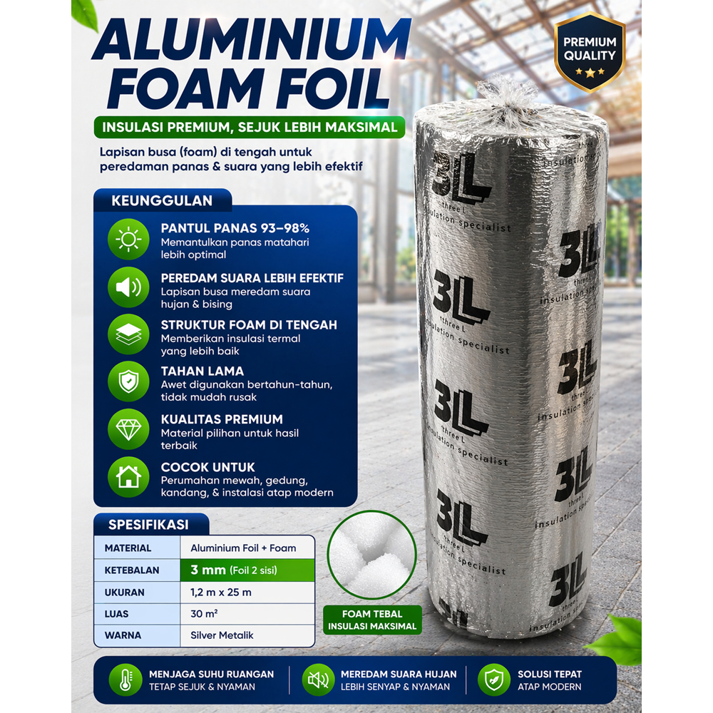 Jual Peredam Panas Atap Rumah aluminium Bubble Insulation Foam Foil ...