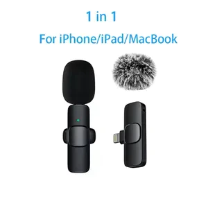 MOTOQIA Dual Mic Wireless Clip On Lavalier Mikrofon Nirkabel IOS Lightning Type C Plug Play