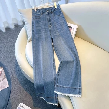 Elegan.Girl Bigsize Celana Panjang Wanita Jeans Retro High Waist Korean Style Highwaist Kulot