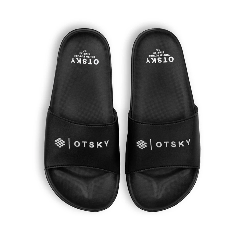 Jual Otsky Sandal Slide Slip On Series Font Logo White-12E & Black Pria ...