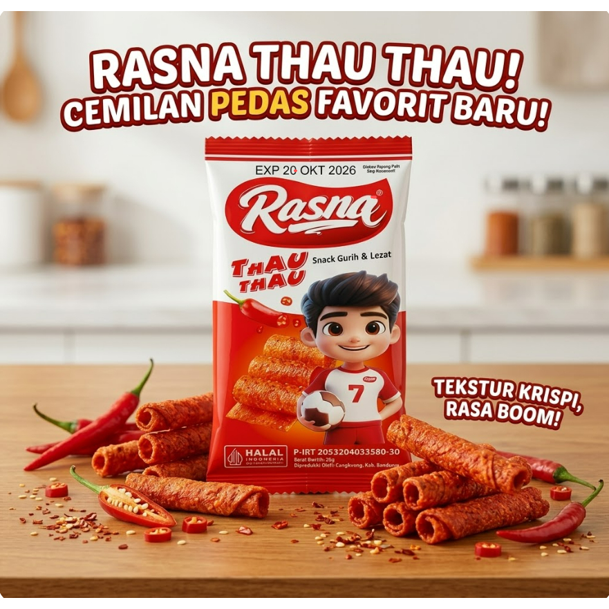 Jual Rasna Thau Thau Pedas! Cemilan Favorit Baru Tekstur Krispi Rasa ...