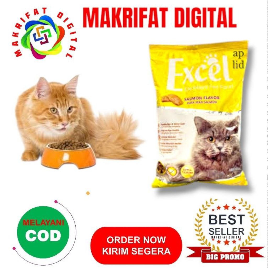Jual PAKET 10 Freshpack Kemasan 500 gram PAKAN KUCING EXCEL KUNING Cat ...