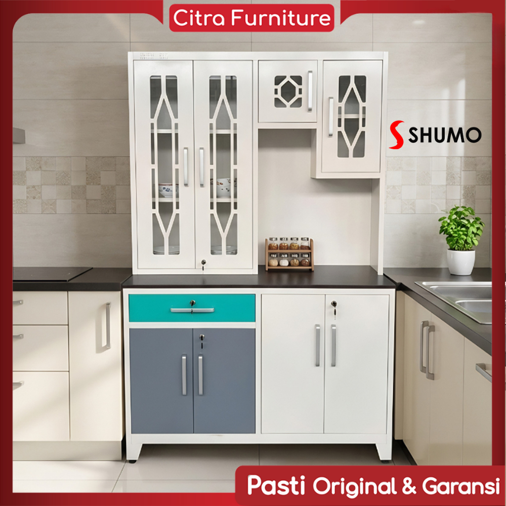 [ SHUMO ] Lemari Dapur 3 Pintu Minimalis Besi | Kabinet Rak Piring | Kitchen Set Besi  NEVADA Series