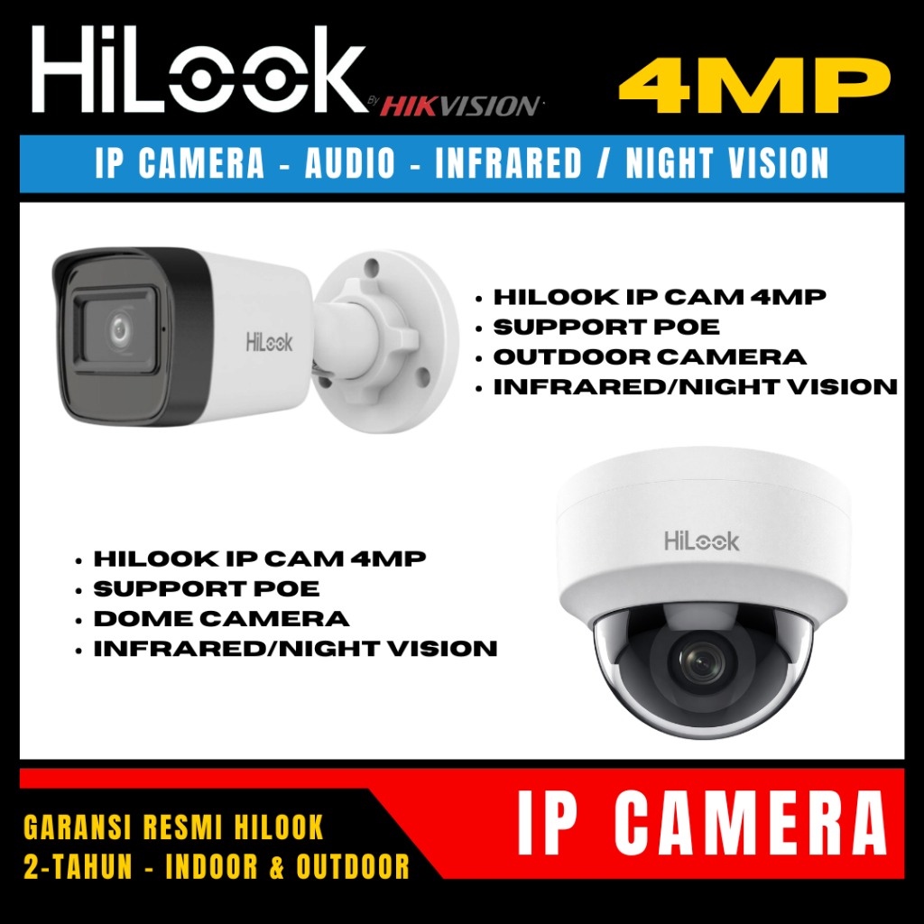 Jual hilook ip camera cctv 4mp audio indoor outdoor kamera cctv ...