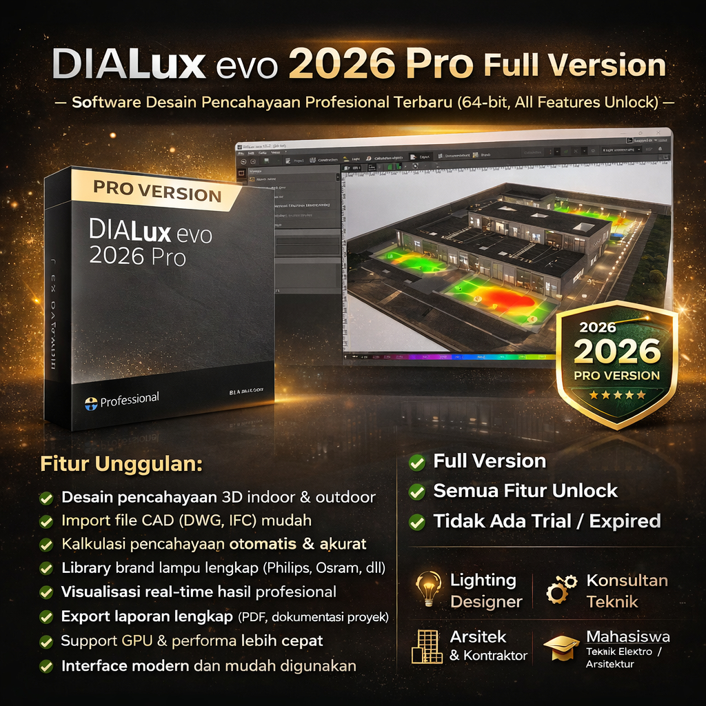 Jual DIALux evo 2026 Pro v13 Full Version – Software Desain Pencahayaan ...