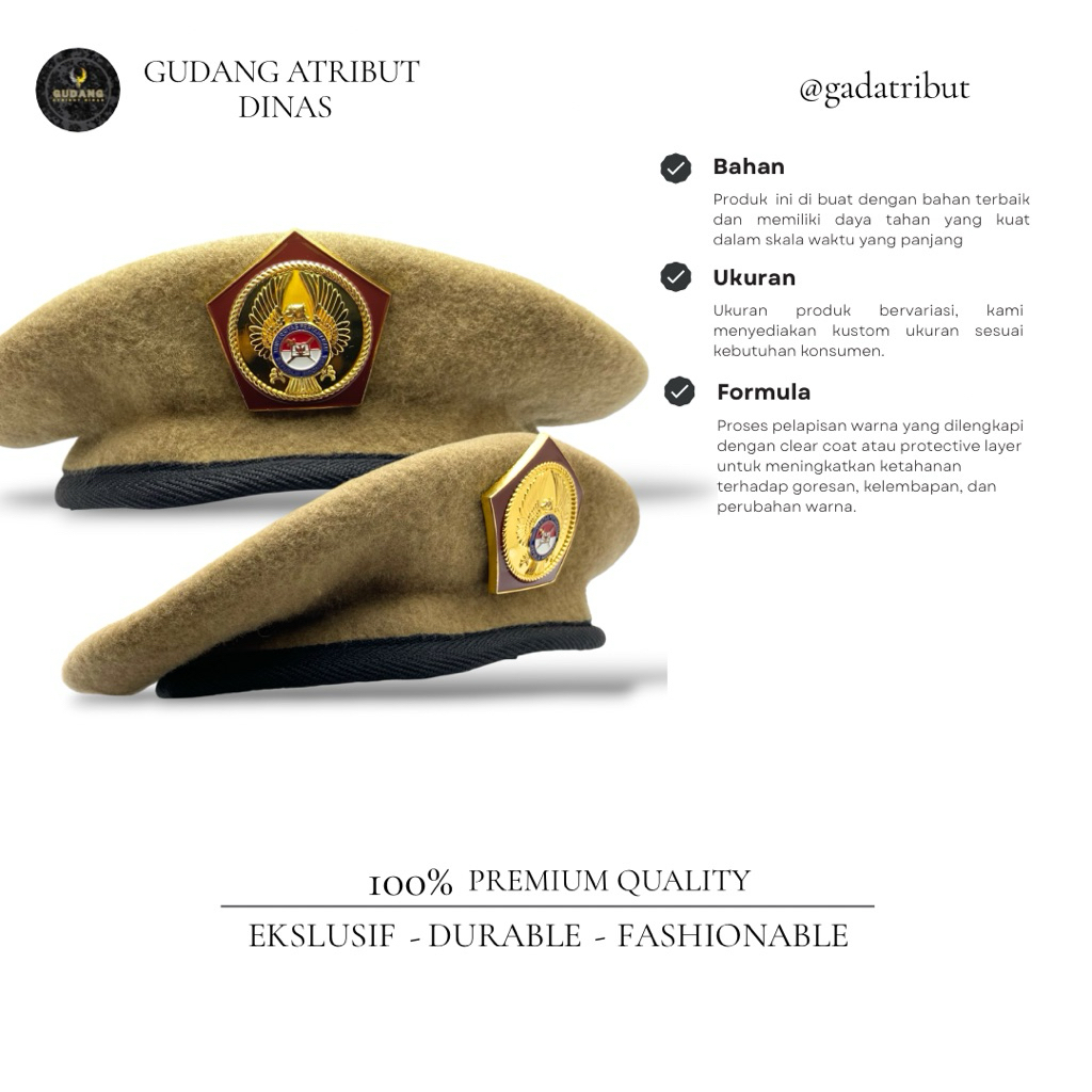 Jual 100% LUXURY Baret PDL Unhan RI + Emblem Baret / Baret PDL Unhan RI ...