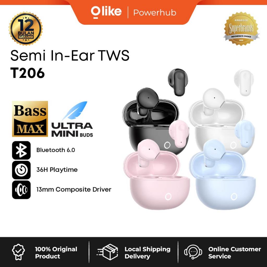 Jual [SPECIAL LAUNCH] OLIKE TWS T206 Wireless Earbuds Driver 13mm ...