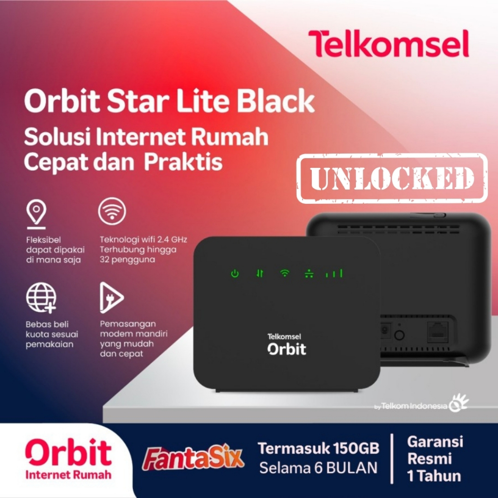 Modem Telkomsel Orbit Star Lite Black Bonus kuota - Unlocked All Operator