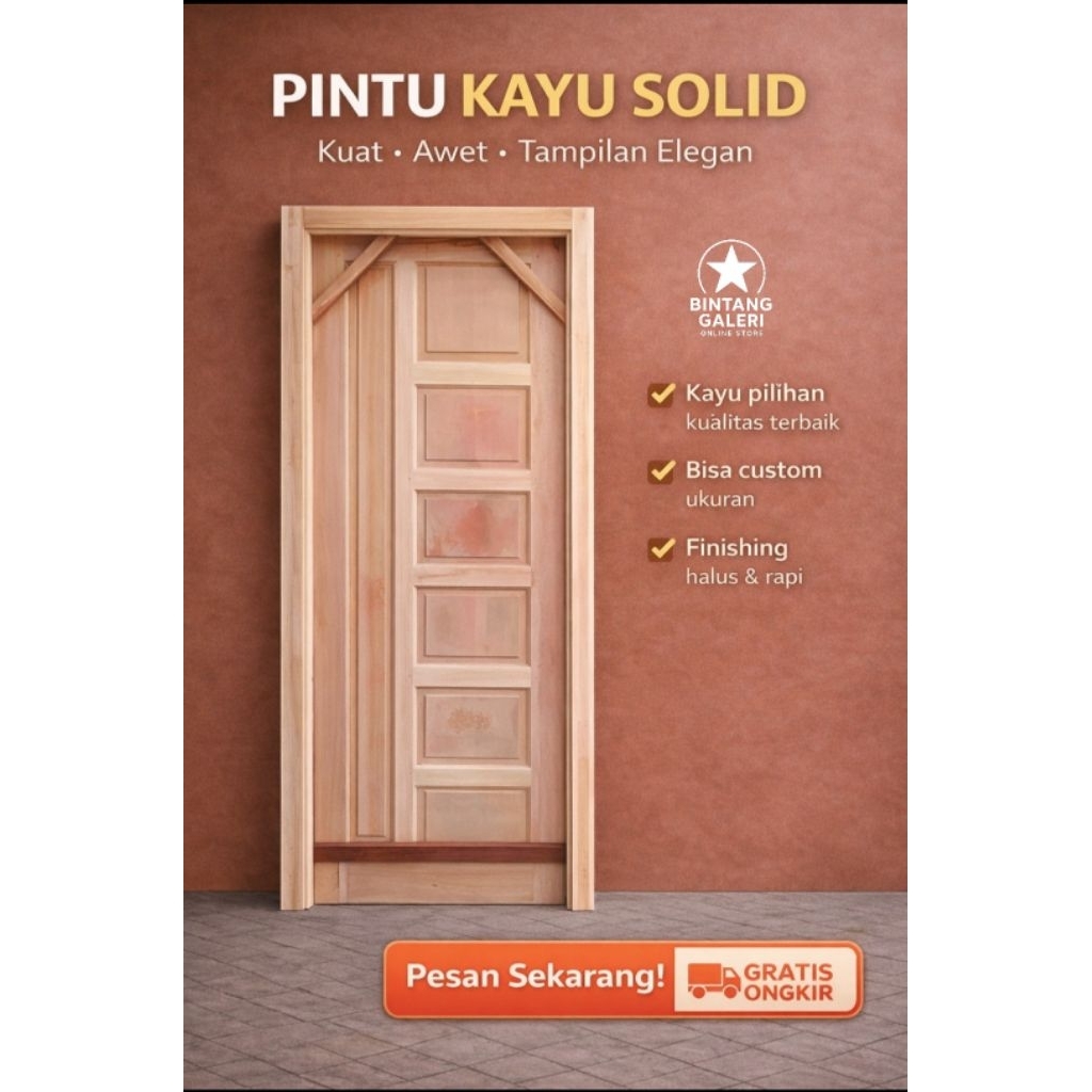 1 Set Pintu Rumah Kayu Pintu Utama Pintu Kamar Minimalis