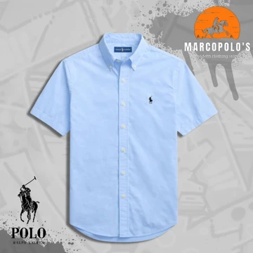 Kemeja Polos Pria Lengan Pendek P.O.L.O'S. Premium Quality. Logo Bordir Casual Model Slimfit