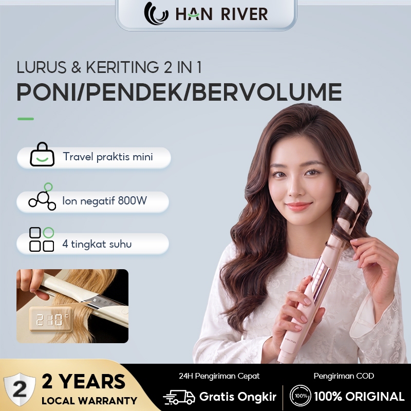 Jual HAN RIVER Catokan Rambut 28W 4 Level Suhu Lurus & Keriting Daya ...