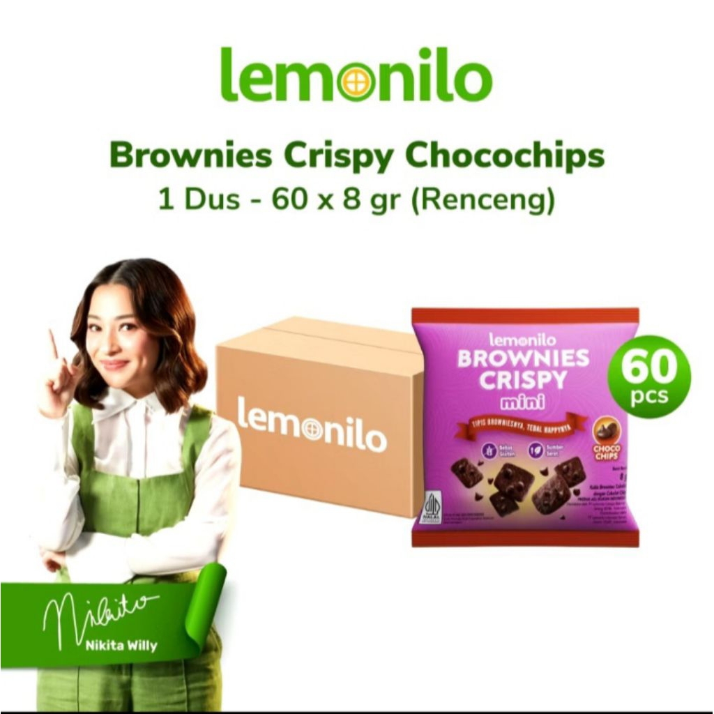 Jual Lemonilo Brownies Crispy 1 Dus Isi 6 Renceng (60pcs) Snack Coklat ...