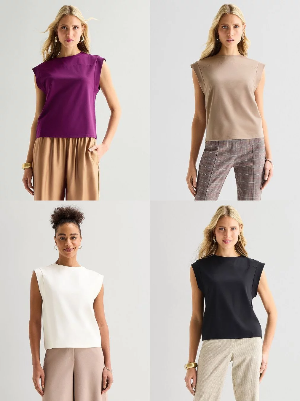 Atasan Blus Wanita Cap Sleeve WT Crewneck Sleeveless Blouse - 2260