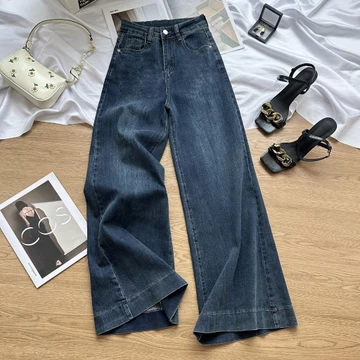 Elegan.Girl Cleana Kulot Jeans Panjang Wanita Reguler Straigth Celana Gombrone Loose Pant