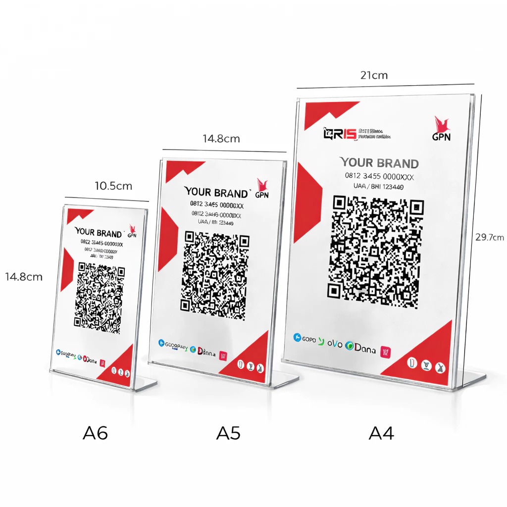 Jual Stand QRIS Akrilik A6 A5 A4 Dudukan QR Code 2mm Pembayaran QRIS ...