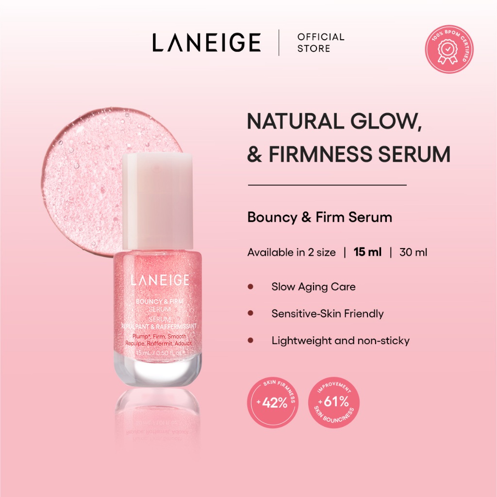 LANEIGE Bouncy & Firm Serum 15 mL - Slow-Aging Serum, Serum Wajah, Kulit Kenyal & Kencang