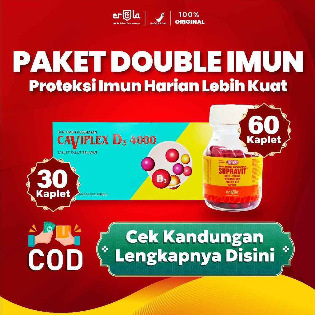 Jual [PAKET DOUBLE IMUN] Supravit 1 Botol + Caviplex D3 4000 IU 1 Box ...