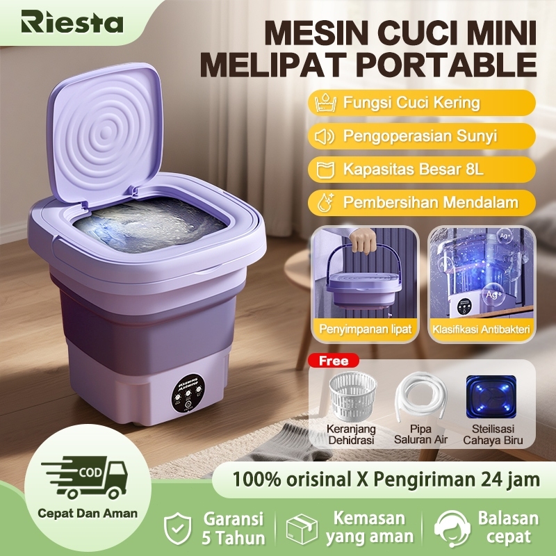 2026 Mesin Cuci Mini Portable 2 Tabung 8L Mesin Cuci Lipat Otomatis