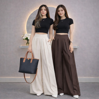 Jeaniqlo Lavie Pants Kulot Palazzo Highwaist Semi Wool