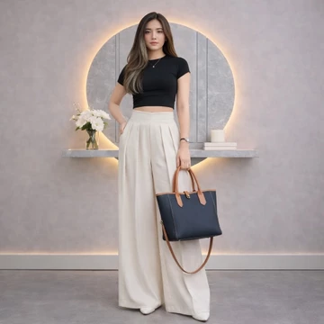 JEANIQLO Lavie Pants Kulot Palazzo Highwaist Celana Panjang Wanita Kantor Semi Wool Premium