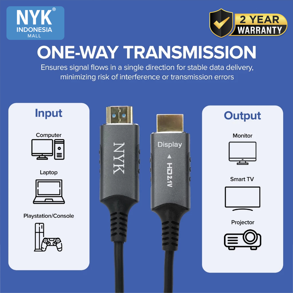NYK CABLE (CH 2.1) HDMI 2.1 8K OPTIC UHD - Active Optical Cable 30 Meter COD (4)