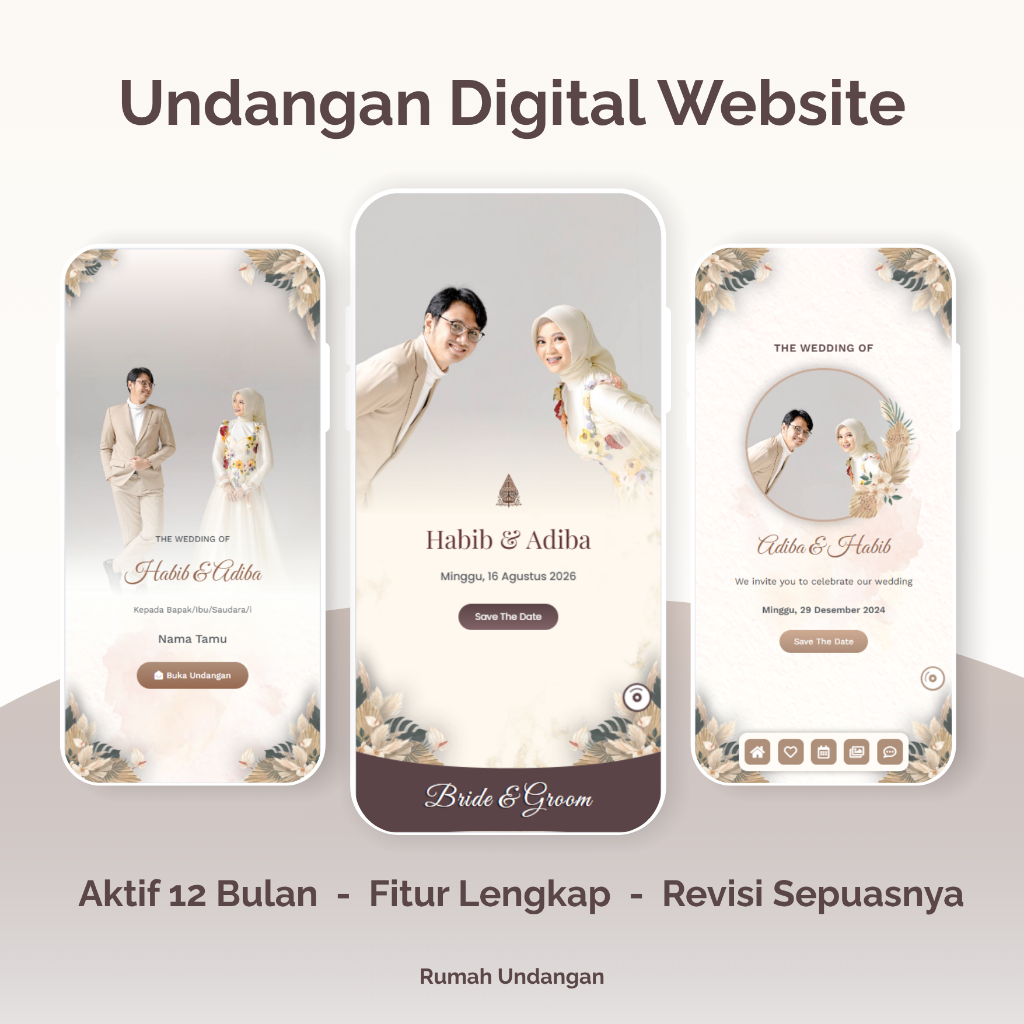 Undangan Digital Website Pernikahan - Fitur Lengkap, Desain Premium, Undangan Wa Link