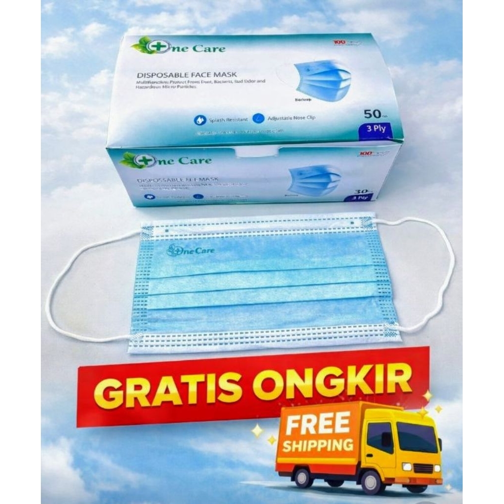 Jual MASKER ONECARE EARLOOP BIRU/HITAM 3PLY ISI 50 PCS/KUALITAS PREMIUM ...
