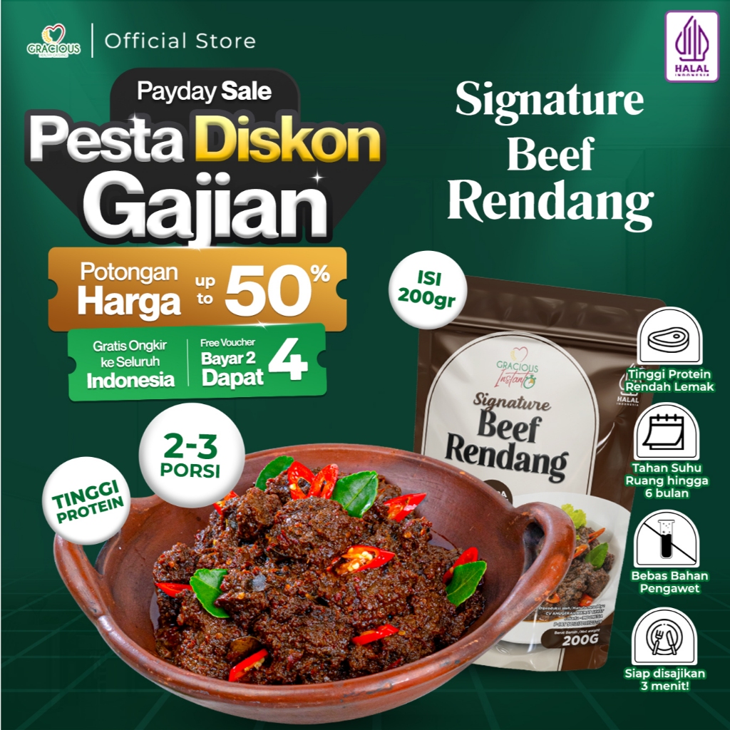 Jual Gracious Signature Beef Rendang (Makanan Instant Sehat Siap Saji ...