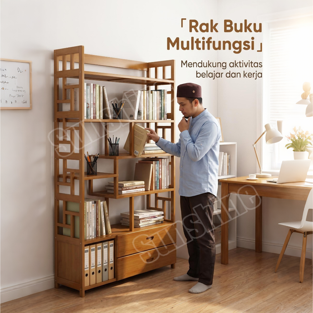 Product image Rak Pajangan kayu Rak Buku Serbaguna Rak Partisi Penyekat Kayu  Dekorasi Termurah Ruanga Rumah Tamu 3