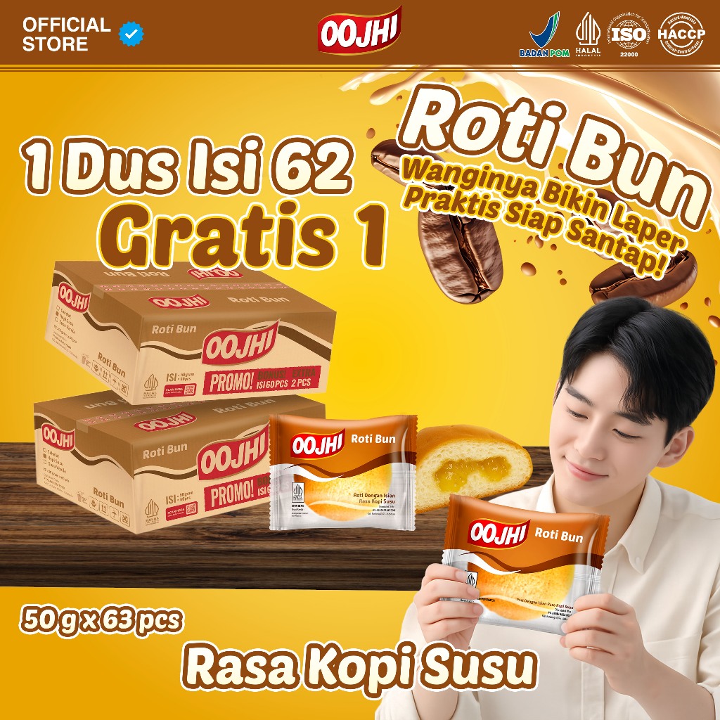 Jual OOJHI Roti Bun 1 Dus Isi 62 pcs Cokelat Kopi Susu | Roti Grosir ...