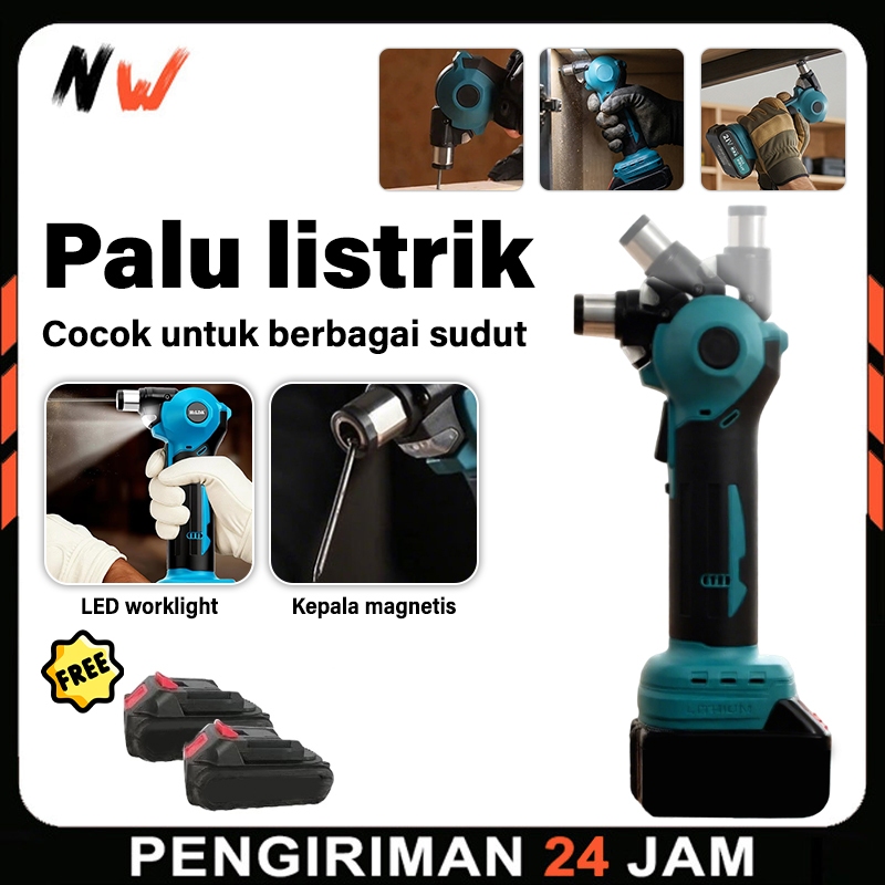 NW - Palu Listrik Nirkabel, Kunci Keamanan, Motor Tembaga Murni, Pengatur Sudut 0-90°