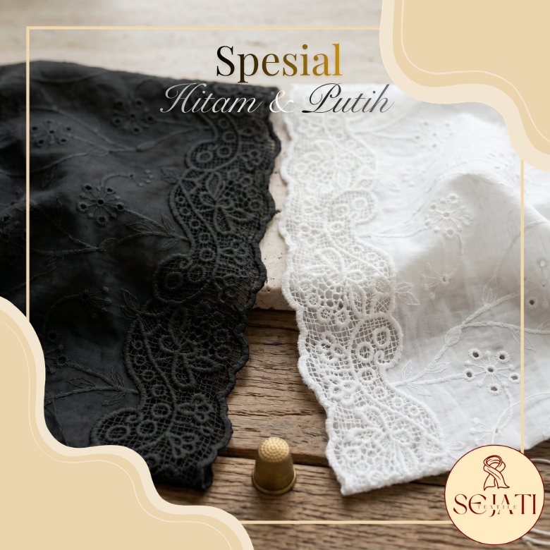 Jual Kain Katbol Katun Bordir Bolong Spesial Hitam dan Putih Premium ...