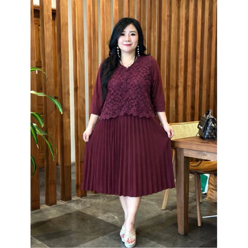 Fina Bigsize (Amelia Dress Brukat) Dress Wanita Jumbo Bigsize