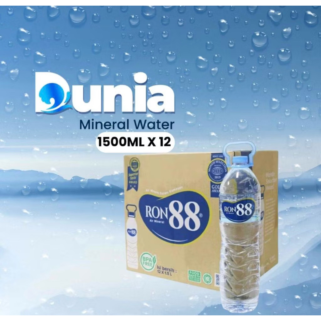 Jual RON88 1500ml PET Still Mineral Water [ Dus isi 12 Botol Plastik ...