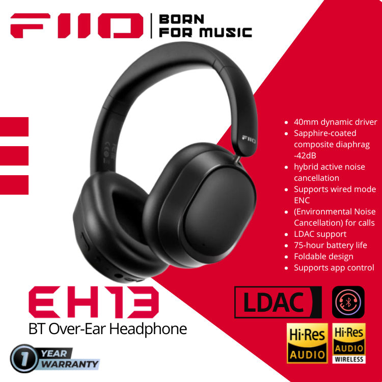 Jual FiiO EH13 / EH-13 / EH 13 BT Noice Cancelling Over Ear Headphone ...