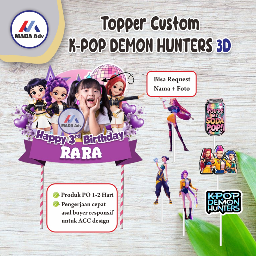 Jual Topper K-POP DEMON HUNTERS/ Topper Ultah Demon Hunters/ Topper ...
